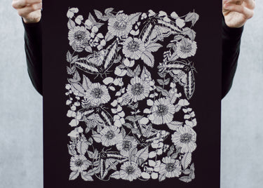 Sphinx Moth and Floral Poster