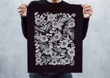 Sphinx Moth and Floral Poster