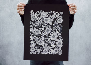 Sphinx Moth and Floral Poster