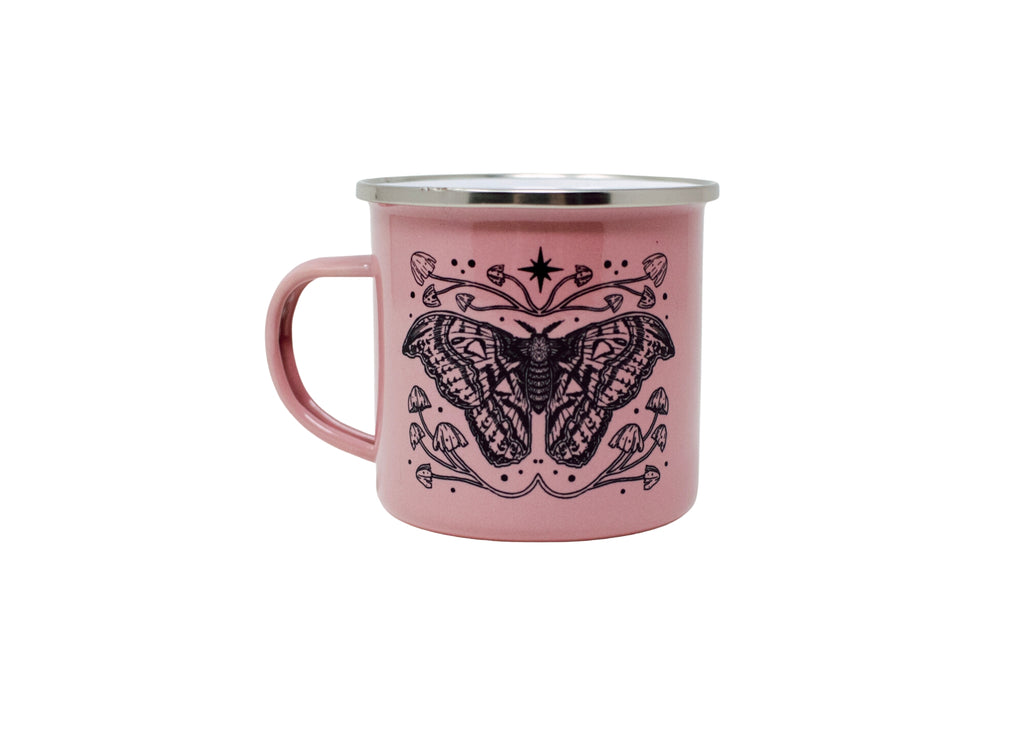 Pink Moth and Mushroom Camp Mug