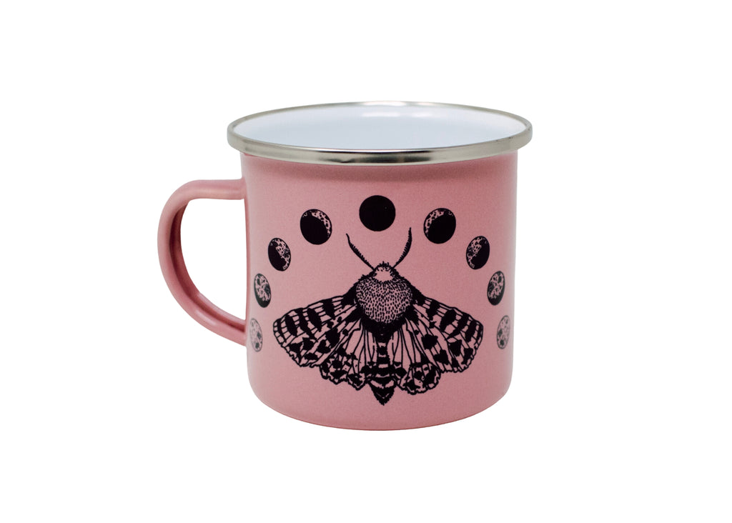 Pink Moth and Moons Camp Mug
