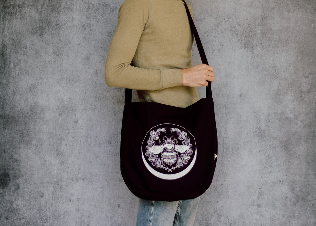 Bee Crescent Slouch Bag