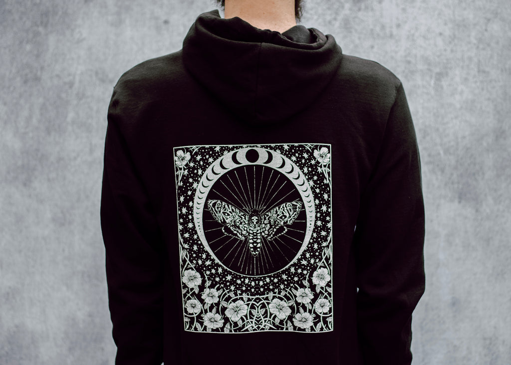 Death's Head Moth and Moon Hoodie