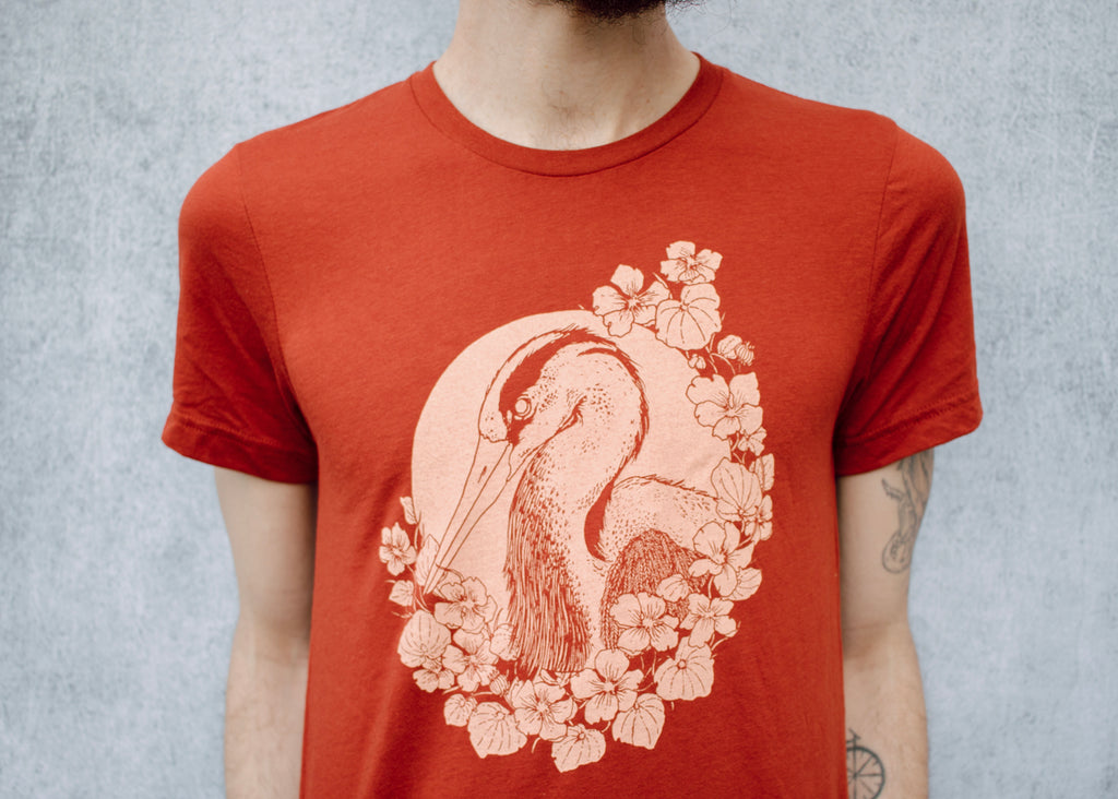 Nasturtium and Heron T-Shirt