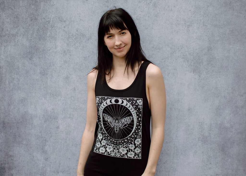 Death's Head Moth and Moon Unisex Tank