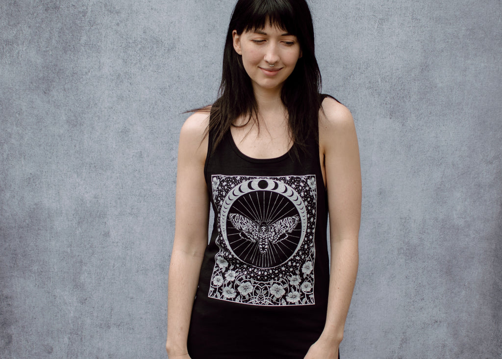 Death's Head Moth and Moon Unisex Tank