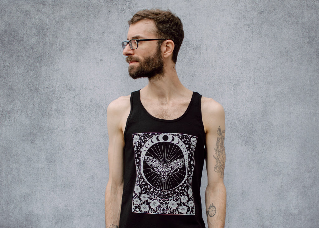 Death's Head Moth and Moon Unisex Tank