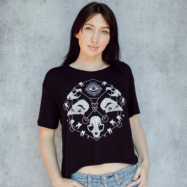 Skull Grid Crop Tee