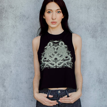 Cat Skull and Snake Racerback Crop