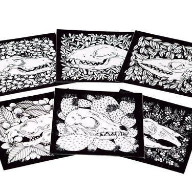 Skull and Botanical Sticker Pack