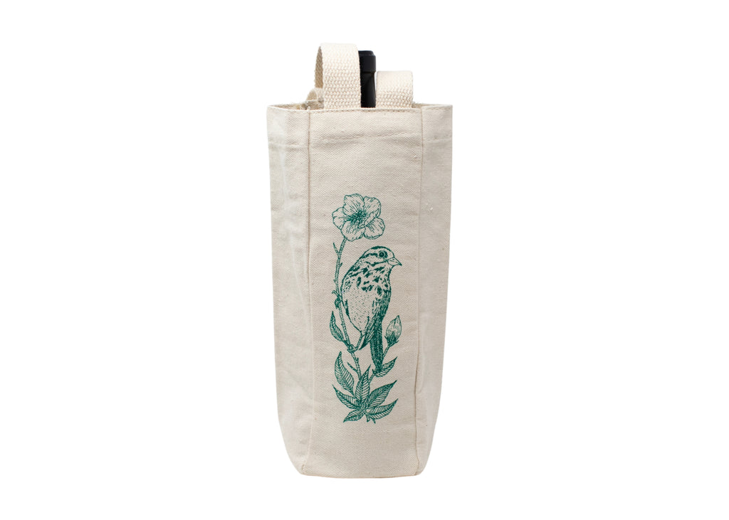 Bird and Floral Wine Tote