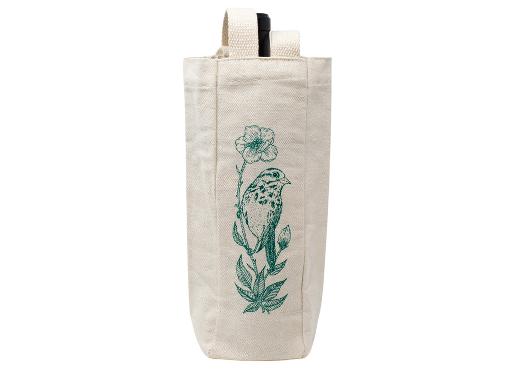 Bird and Floral Wine Tote