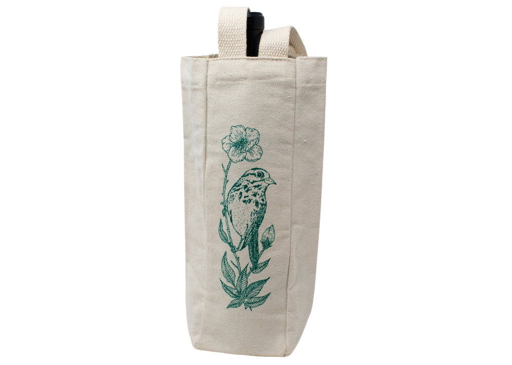 Bird and Floral Wine Tote