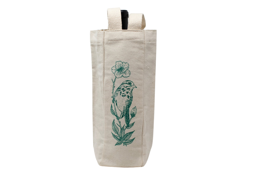 Bird and Floral Wine Tote