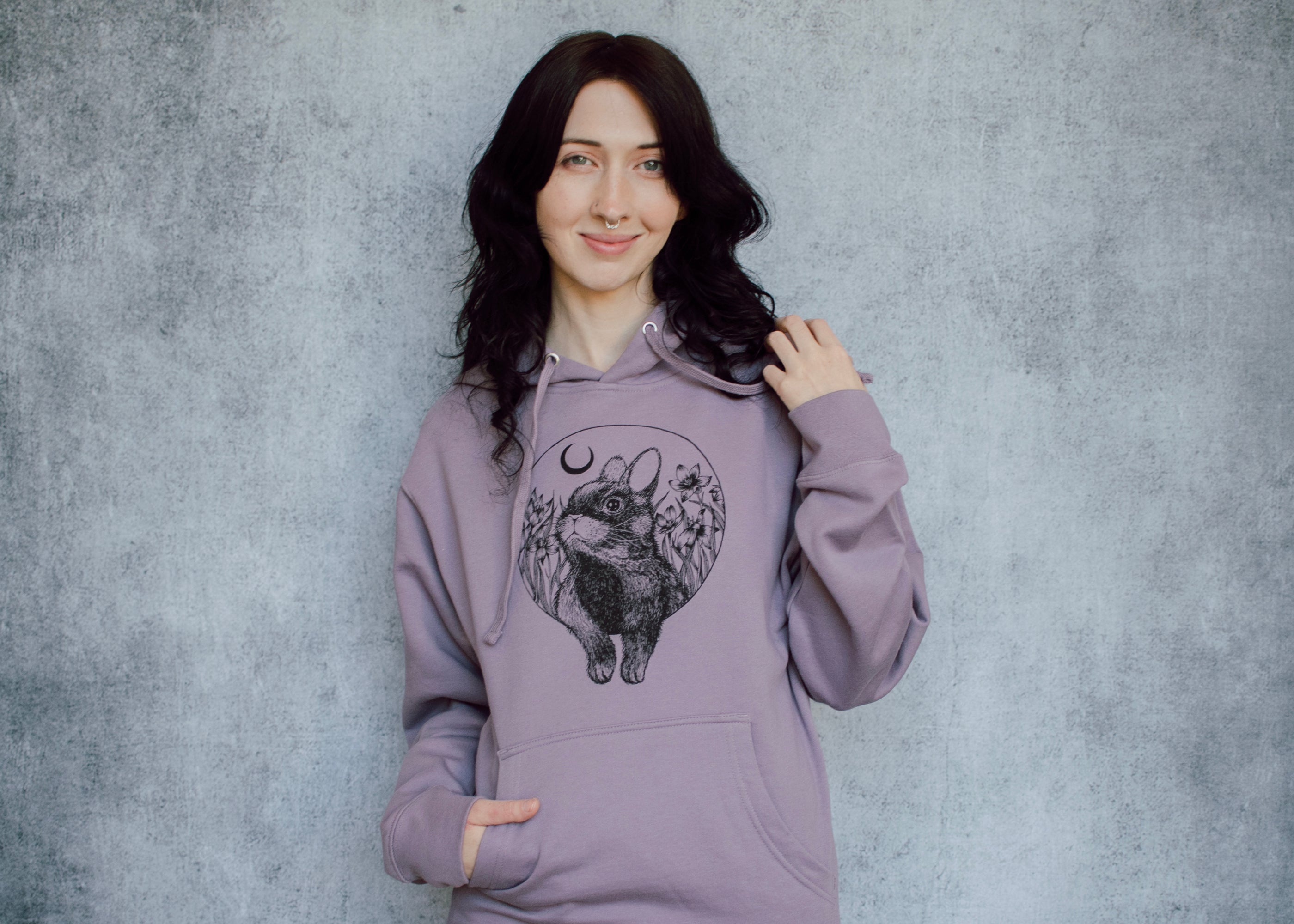 Rabbit and Moon Pullover Hoodie – Fennec Design