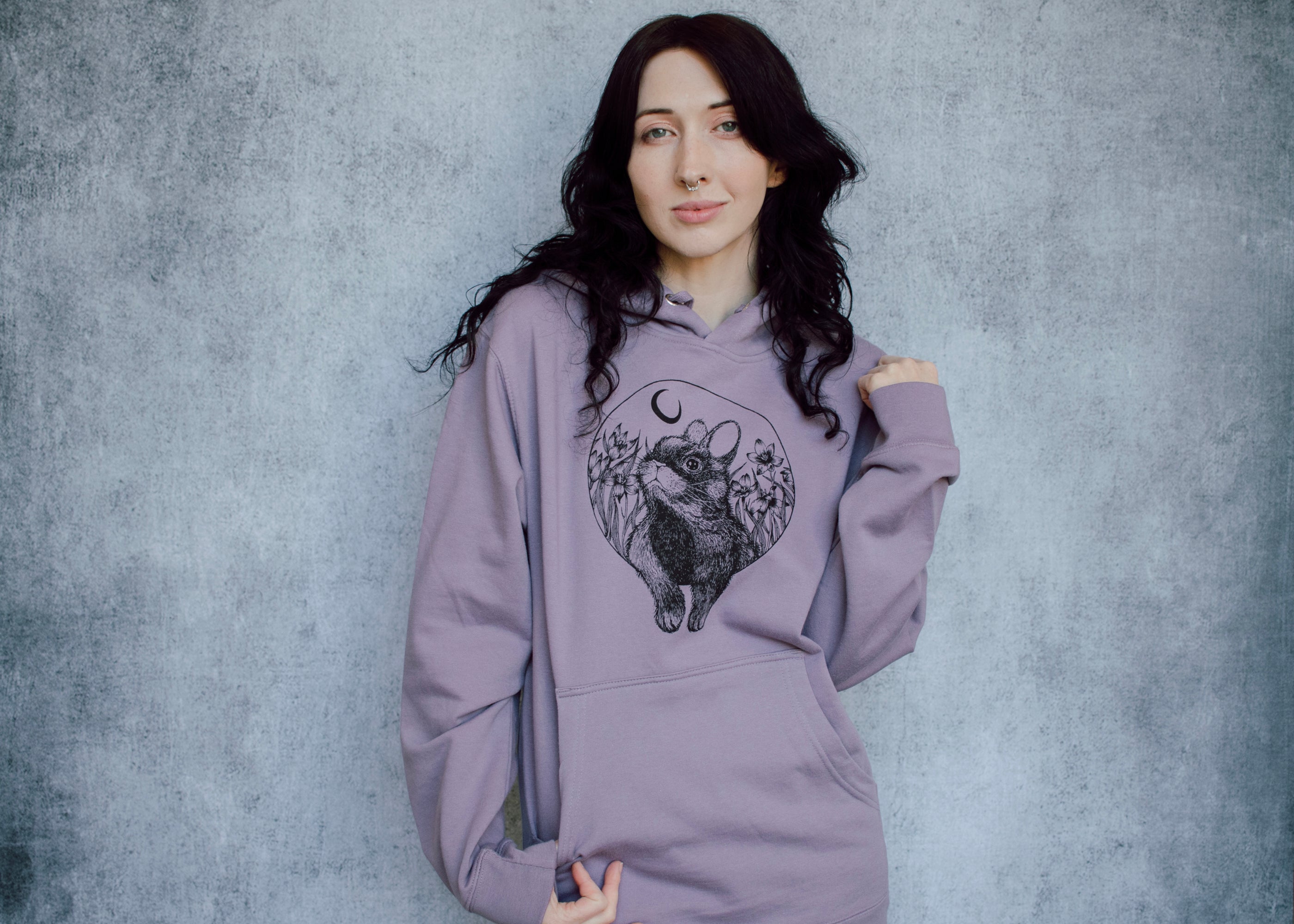 Rabbit and Moon Pullover Hoodie – Fennec Design