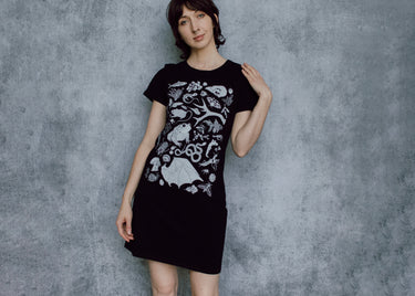 Nature Doodle Organic T-Shirt Dress Fennec Design Nature Doodle Organic T-Shirt Dress Fennec Design