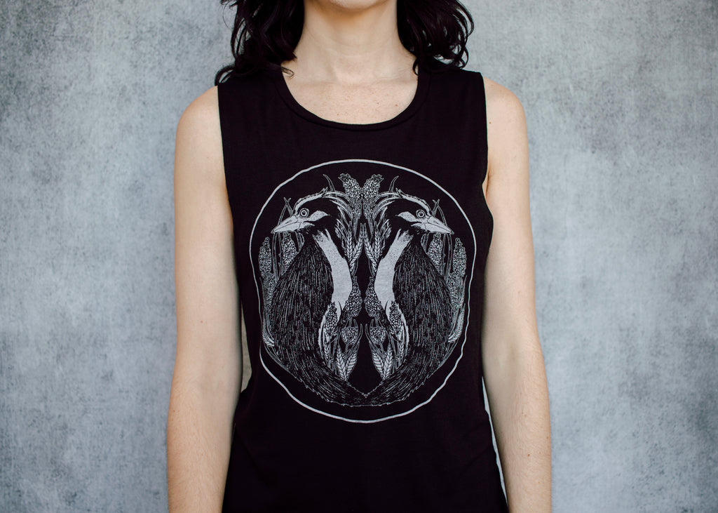 Night Heron Hex Muscle Tank