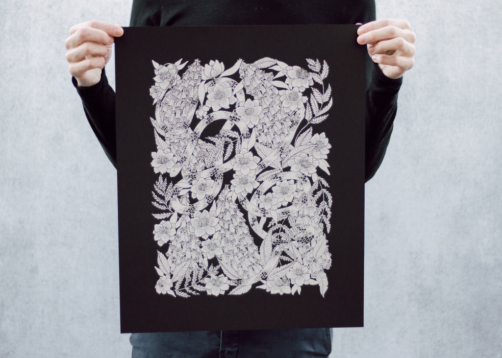 Snake and Foxglove Poster