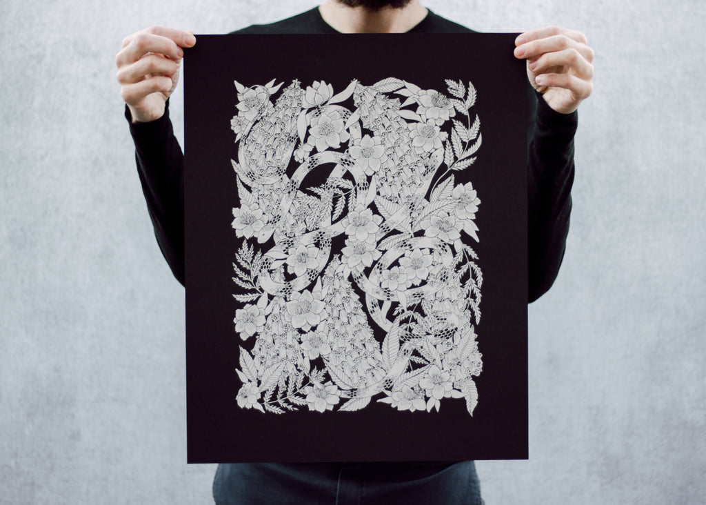 Snake and Foxglove Poster