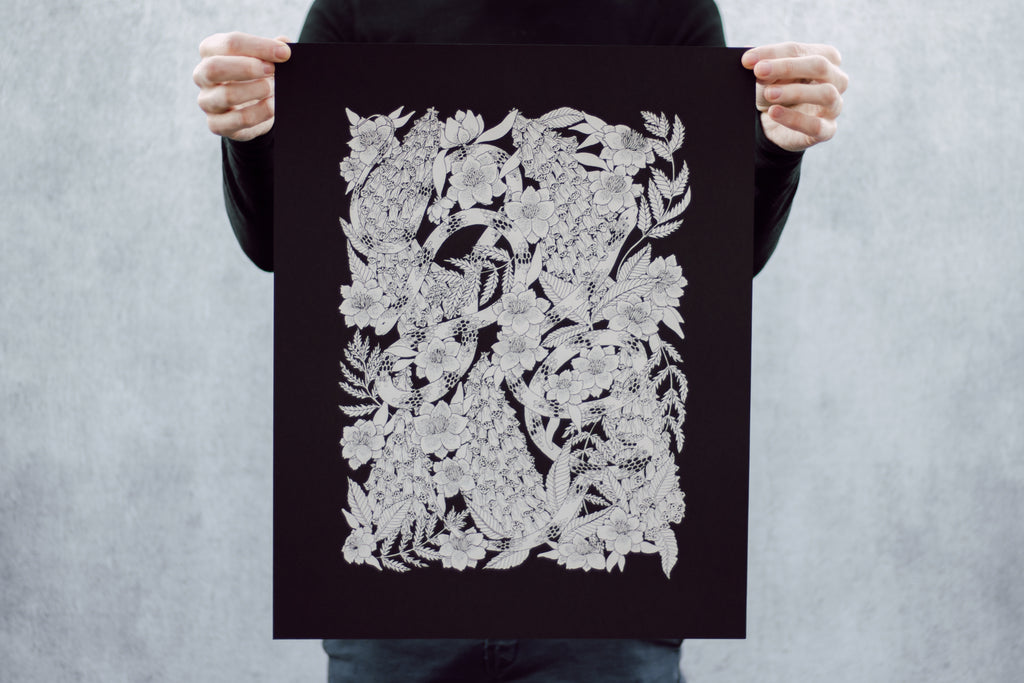 Snake and Foxglove Poster