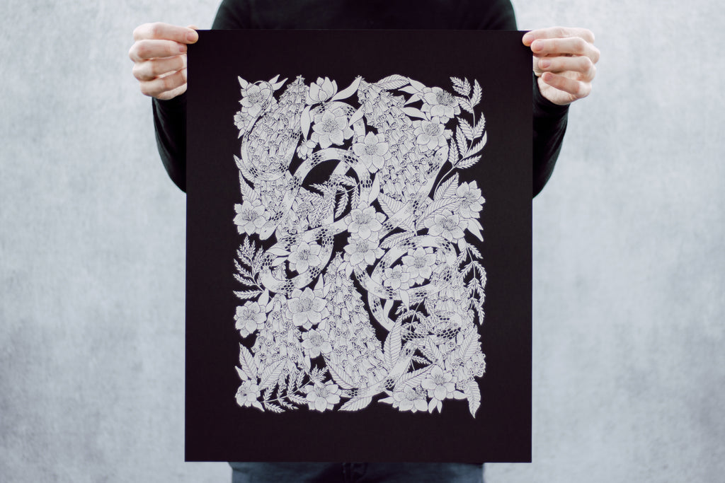 Snake and Foxglove Poster