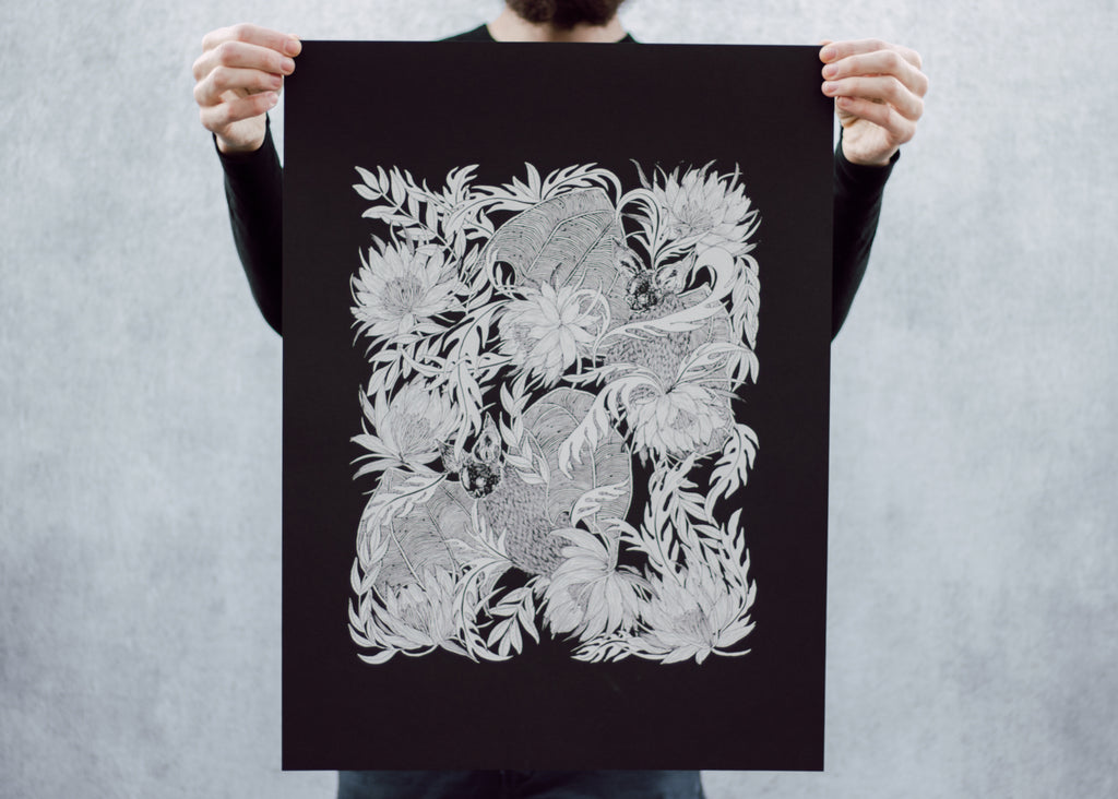 Bats and Night Blooming Cactus Poster