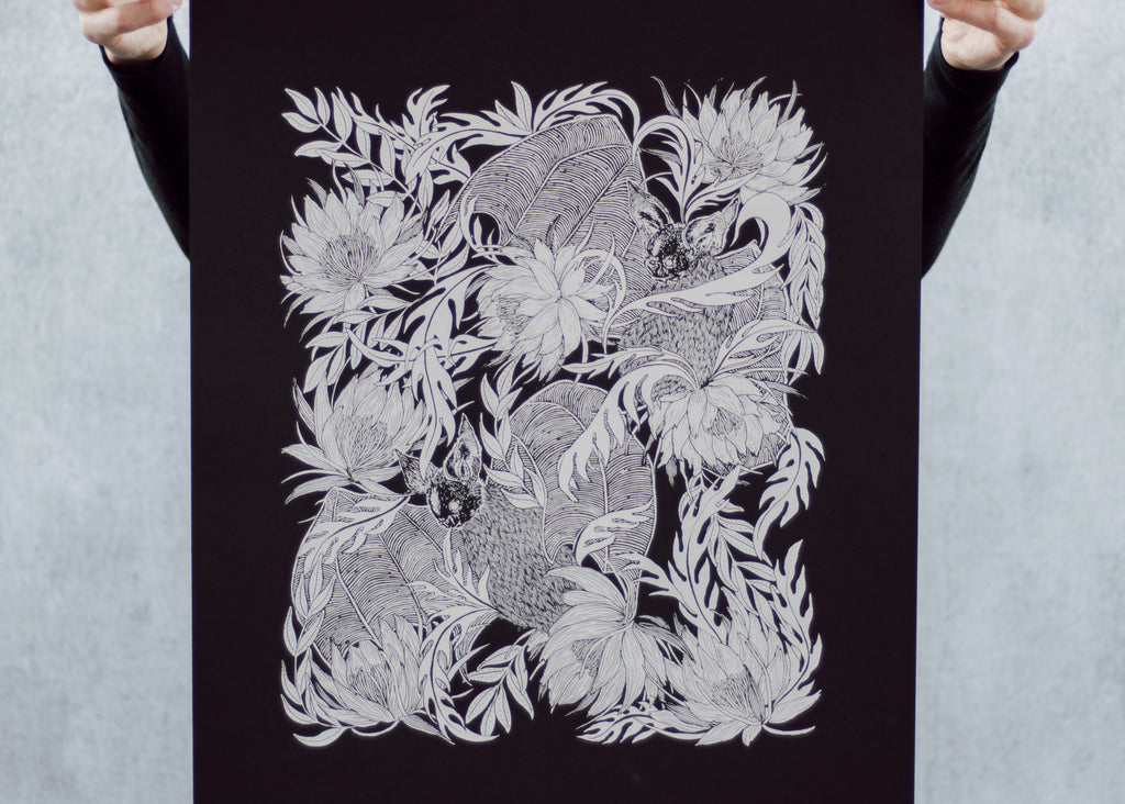 Bats and Night Blooming Cactus Poster