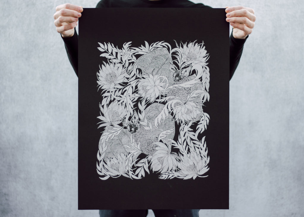 Bats and Night Blooming Cactus Poster