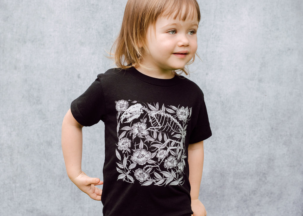 Kids Rat Skeleton and Floral T-Shirt