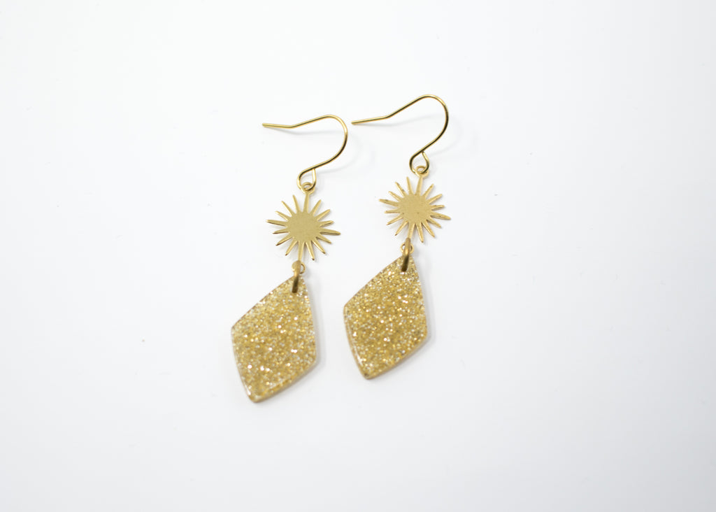 Gold Sparkle and Star Earrings