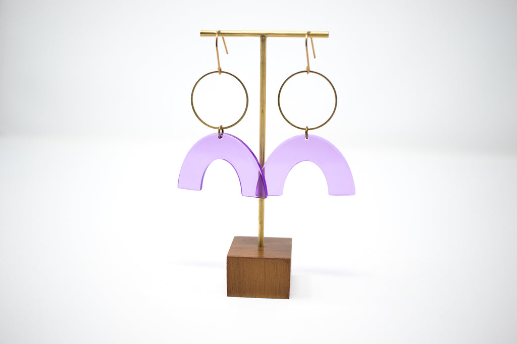 Purple Arc and Hoop Earrings