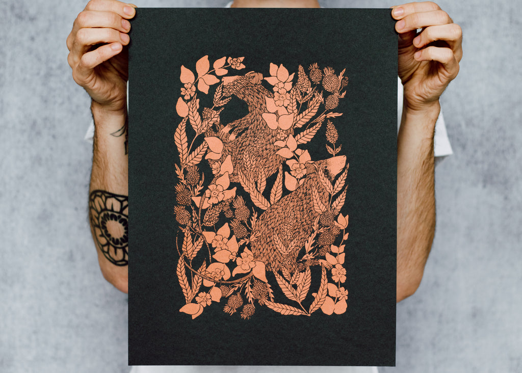Limited Edition Metallic Rat and Thistle Poster