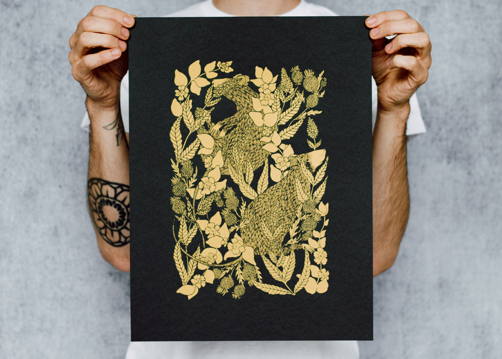 Limited Edition Metallic Rat and Thistle Poster