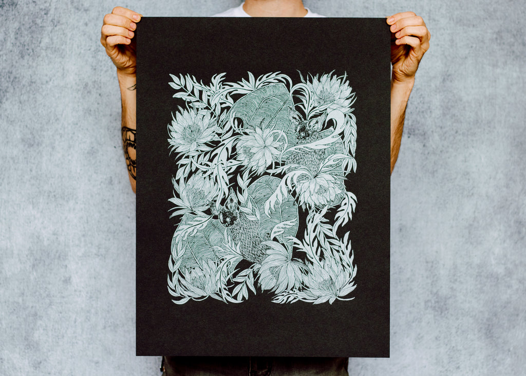 Limited Edition Metallic Bats and Night Blooming Cactus Poster