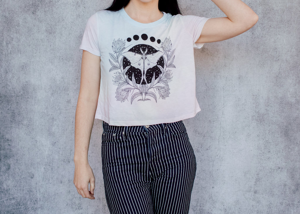 Luna Moth Pastel Gradient Crop Tee