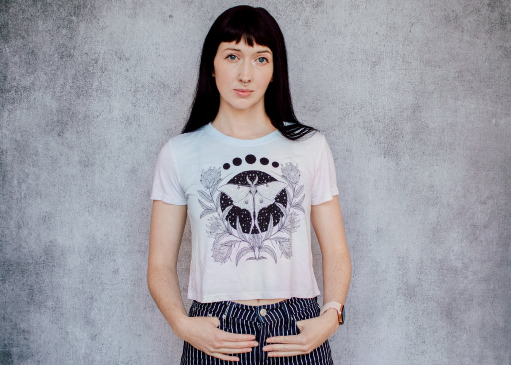 Luna Moth Pastel Gradient Crop Tee