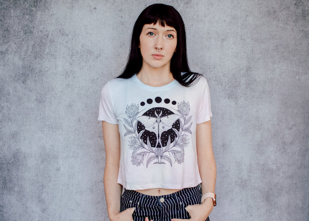 Luna Moth Pastel Gradient Crop Tee