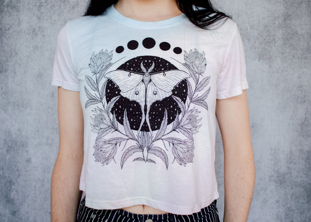 Luna Moth Pastel Gradient Crop Tee