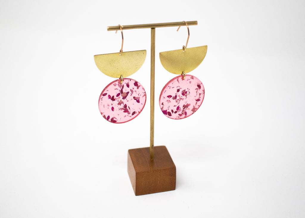 Pink Sparkle Coin Earrings