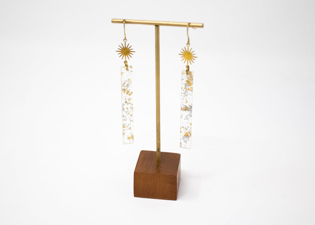 Gold and Silver Stick Earrings
