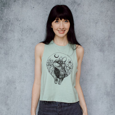 Rabbit and Moon Racerback Crop