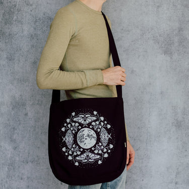 Moth Moon Mushroom Slouch Bag