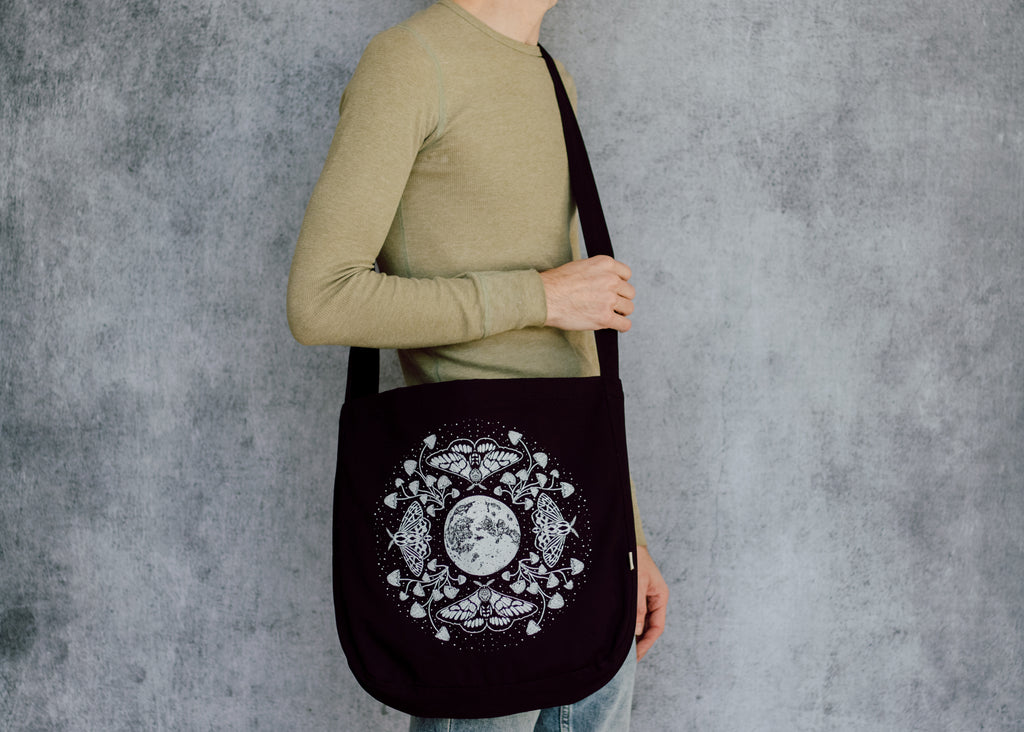 Moon and Mushrooms Slouch Bag