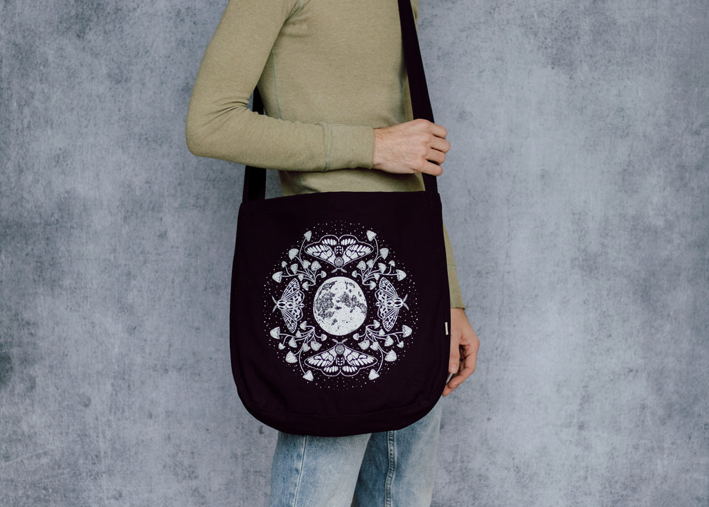 Moon and Mushrooms Slouch Bag