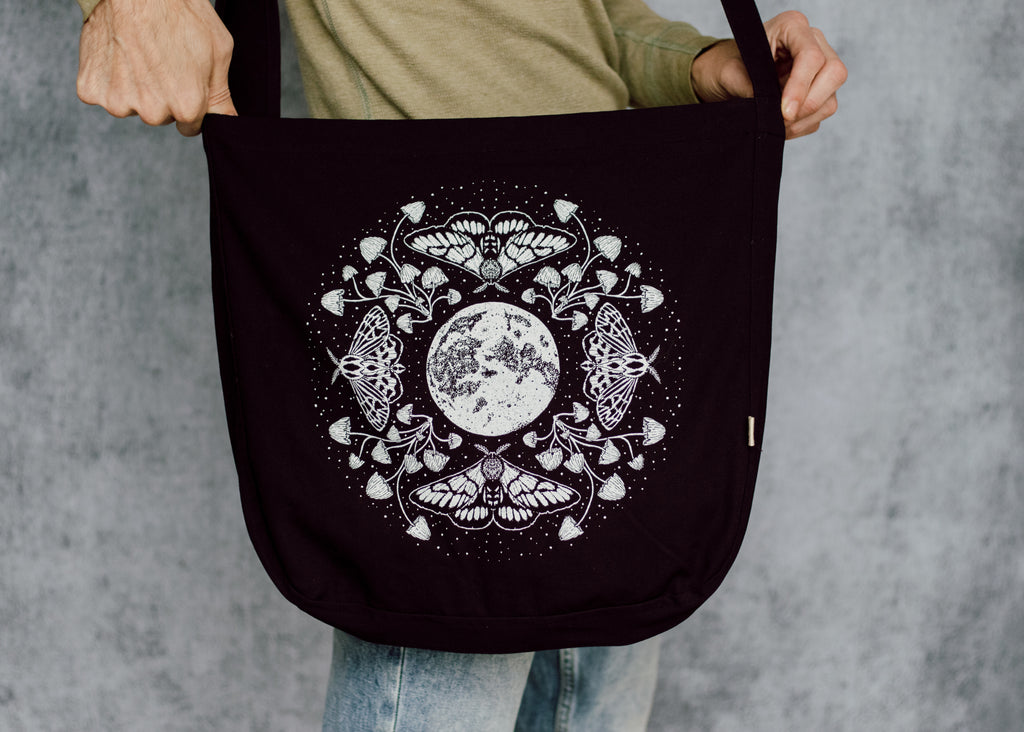 Moon and Mushrooms Slouch Bag