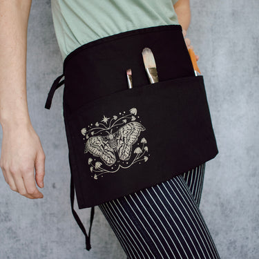 Moth with Mushrooms Half Apron