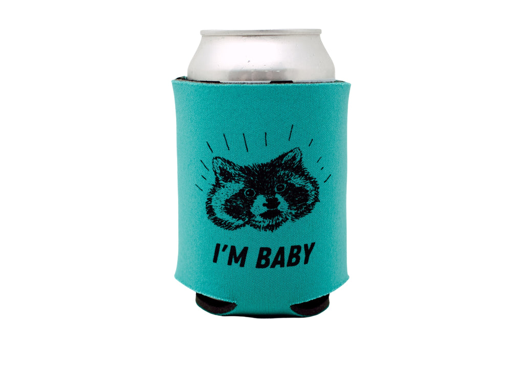 Teal Raccoon Can Holder