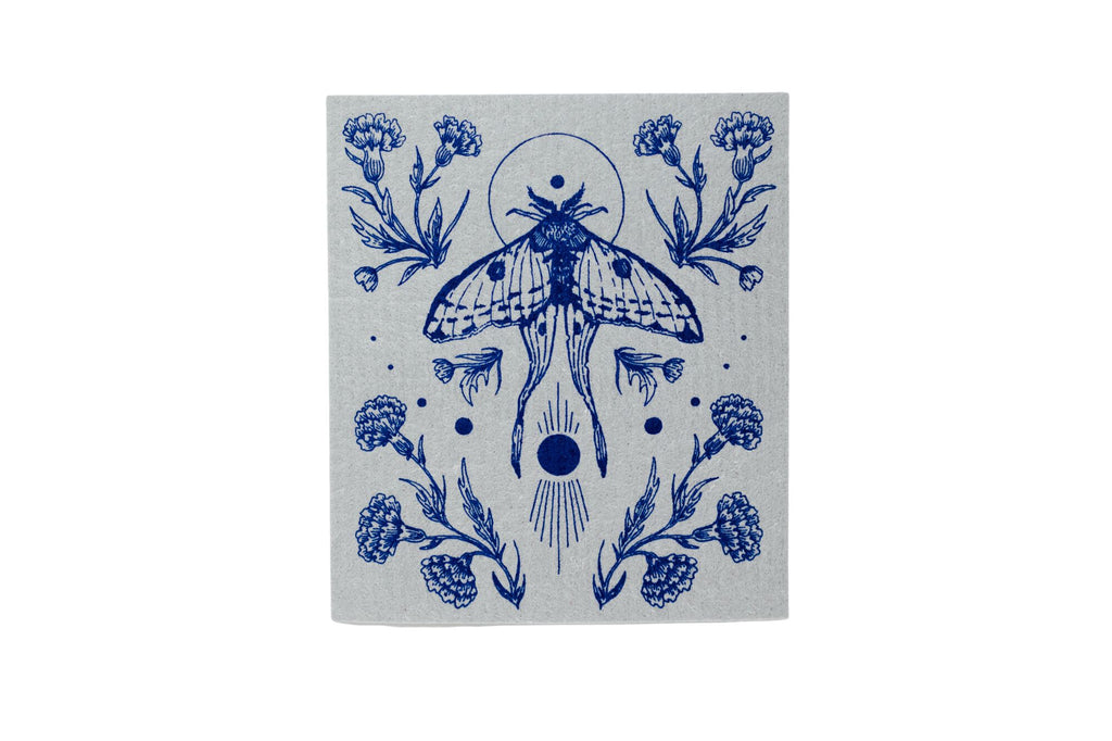 Grey Moth Shrine Swedish Dishcloth