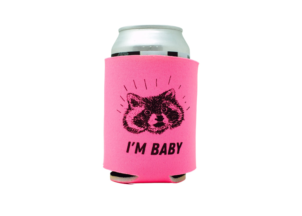 Pink Raccoon Can Holder